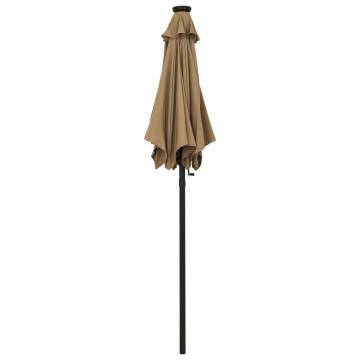 Taupe Parasol with LED Lights - 200x211 cm Aluminium