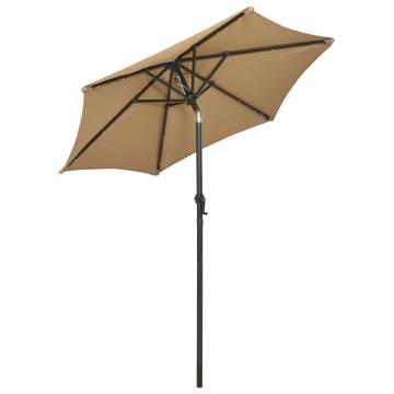 Taupe Parasol with LED Lights - 200x211 cm Aluminium