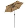 Taupe Parasol with LED Lights - 200x211 cm Aluminium