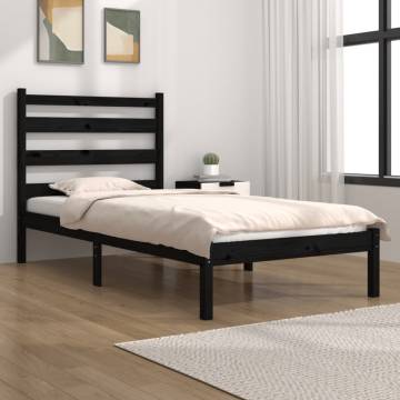 Black Solid Wood Pine Bed Frame 90x190 cm - Stylish Comfort