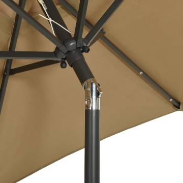 Taupe Parasol with LED Lights - 200x211 cm Aluminium