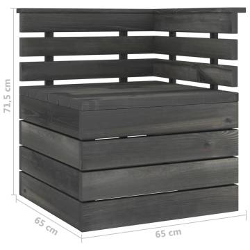 Garden Pallet Corner Sofa - Solid Pinewood Dark Grey | HipoMarket