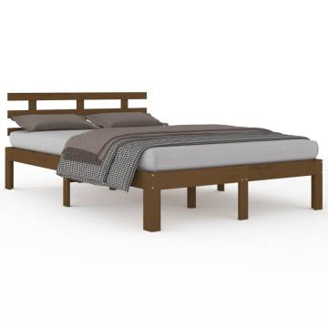 Honey Brown Solid Wood Bed Frame - King Size 150x200 cm