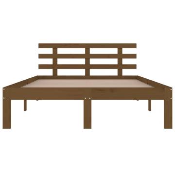 Honey Brown Solid Wood Bed Frame - King Size 150x200 cm