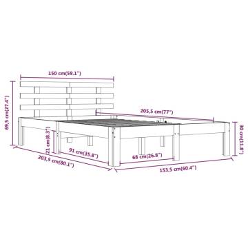 Honey Brown Solid Wood Bed Frame - King Size 150x200 cm