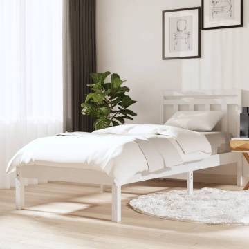 White Bed Frame 75x190 cm Small Single | Solid Wood Design