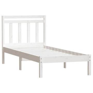 White Bed Frame 75x190 cm Small Single | Solid Wood Design