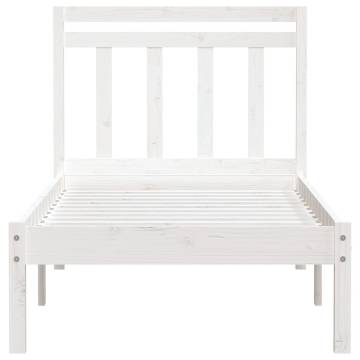 White Bed Frame 75x190 cm Small Single | Solid Wood Design