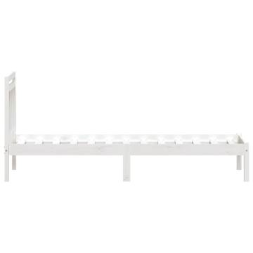 White Bed Frame 75x190 cm Small Single | Solid Wood Design