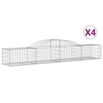 Arched Gabion Baskets - 4 pcs Galvanised Iron | Hipo Market