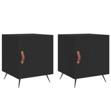 Stylish Black Bedside Cabinets - Set of 2 - Modern Storage