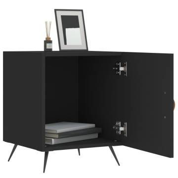 Stylish Black Bedside Cabinets - Set of 2 - Modern Storage