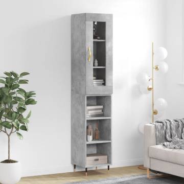 Stylish Highboard Concrete Grey - 34.5x34x180 cm | HipoMarket