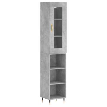 Stylish Highboard Concrete Grey - 34.5x34x180 cm | HipoMarket