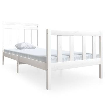 Bed Frame White Solid Wood 90x200 cm - Timeless Design