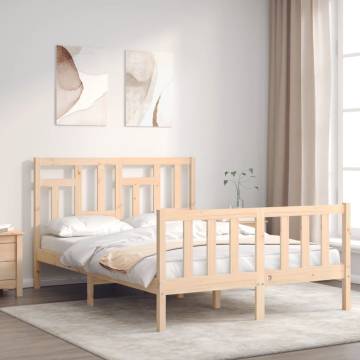 Solid Wood Bed Frame with Headboard 140x200 cm | Hipomarket