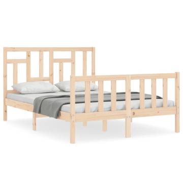 Solid Wood Bed Frame with Headboard 140x200 cm | Hipomarket