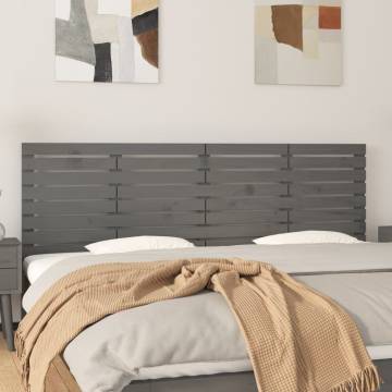 Elegant Grey Wall Headboard - Solid Pine Wood 186x3x63 cm