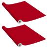 Self-Adhesive Furniture Films - 2 pcs Red 500x90 cm PVC