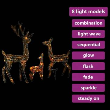 Acrylic Reindeer Family Christmas Decoration - 300 LED Lights