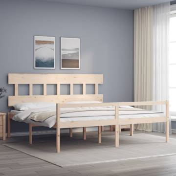 Super King Size Solid Wood Bed Frame with Headboard