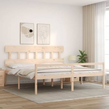 Super King Size Solid Wood Bed Frame with Headboard