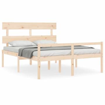 King Size Bed Frame with Headboard - Solid Wood Design