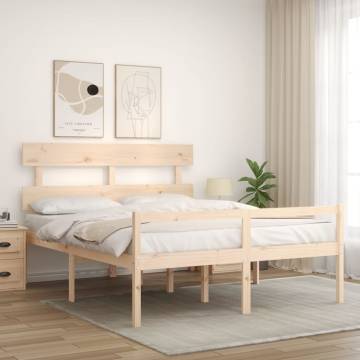 King Size Bed Frame with Headboard - Solid Wood Design