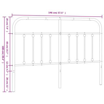 Stylish Metal Headboard White 140 cm - Robust & Elegant