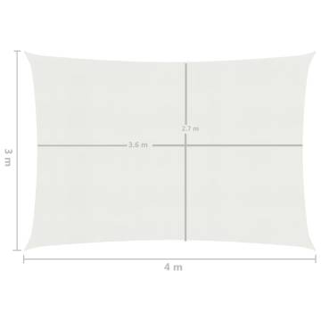 Sunshade Sail 3x4m White - 160 g/m² HDPE Outdoor Protection