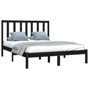 Black Solid Wood Pine Bed Frame 135x190 cm - Stylish Comfort