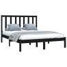 Black Solid Wood Pine Bed Frame 135x190 cm - Stylish Comfort