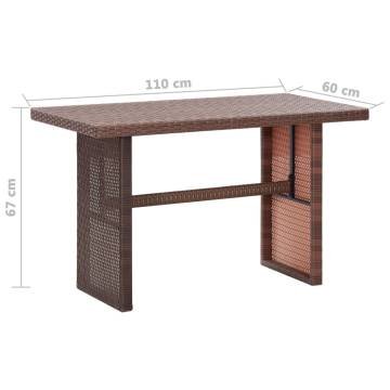 Brown Poly Rattan Garden Table 110x60 cm - Stylish & Durable