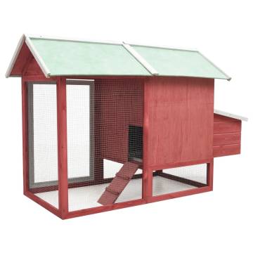 Chicken Cage Red 170x81x110 cm - Solid Pine & Fir Wood