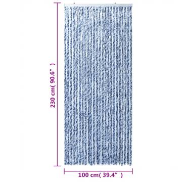 Fly Curtain Blue and White | 100x230 cm Chenille - HipoMarket