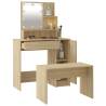 Stylish Dressing Table Set with LED - Sonoma Oak Wood