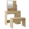 Stylish Dressing Table Set with LED - Sonoma Oak Wood