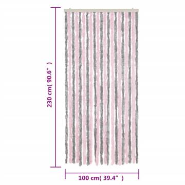 Fly Curtain Silver Grey & Pink 100x230 cm - Insect Protection