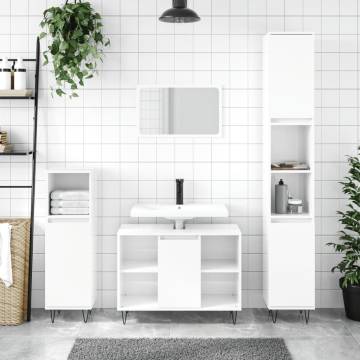 High Gloss White Bathroom Cabinet | 80x33x60 cm | Hipomarket