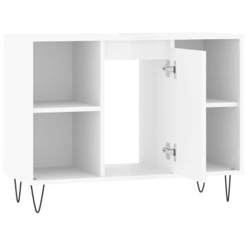 High Gloss White Bathroom Cabinet | 80x33x60 cm | Hipomarket