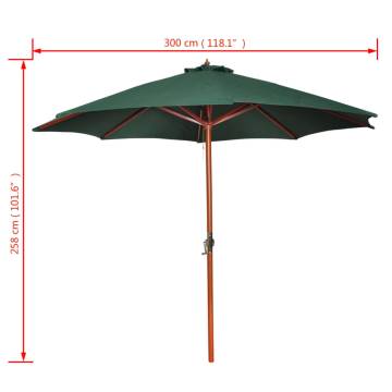 Elegant Green Parasol - 258 cm Outdoor Shade | HipoMarket