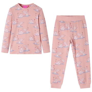 Kids' Long Sleeve Pyjamas - Light Pink Swan Print Size 116