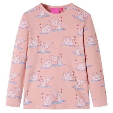 Kids' Long Sleeve Pyjamas - Light Pink Swan Print Size 116