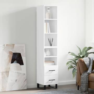 Stylish Highboard White 34.5x34x180 cm | Durable Engineered Wood