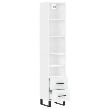 Stylish Highboard White 34.5x34x180 cm | Durable Engineered Wood