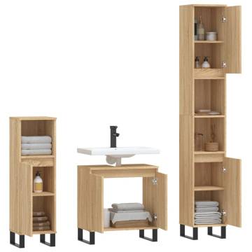 3 Piece Bathroom Furniture Set - Sonoma Oak | HipoMarket UK