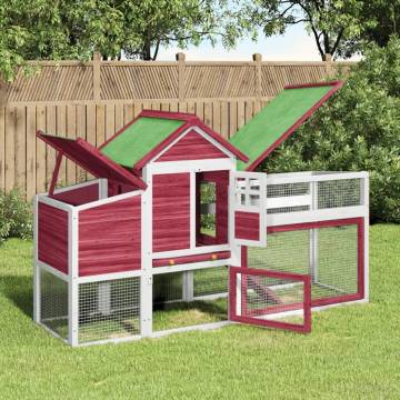 Chicken Coop Red - Solid Pine 186.5x58.5x113 cm | Hipo Market