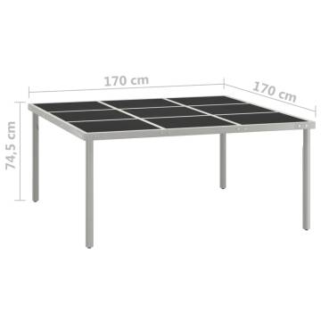 Stylish Garden Dining Table | 170x170 cm | Glass & Steel