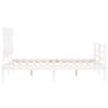 White Bed Frame with Headboard 140x200 cm - Solid Wood