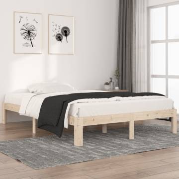 Solid Wood Pine Bed Frame 140x200 cm - Modern Bedroom Decor